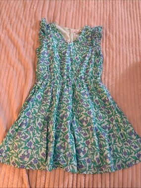 Floral Green & Lavender Sleeveless Sundress